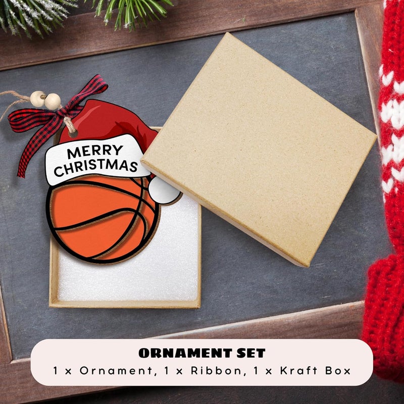 MAPDTWO Basketball Ornament - Basketball Ornaments for Christmas Tree - Sports Ornaments for Tree - Girls Sports Gifts, Team Gifts - 2 Layered Wood Christmas Ornament 2025 - Image 3